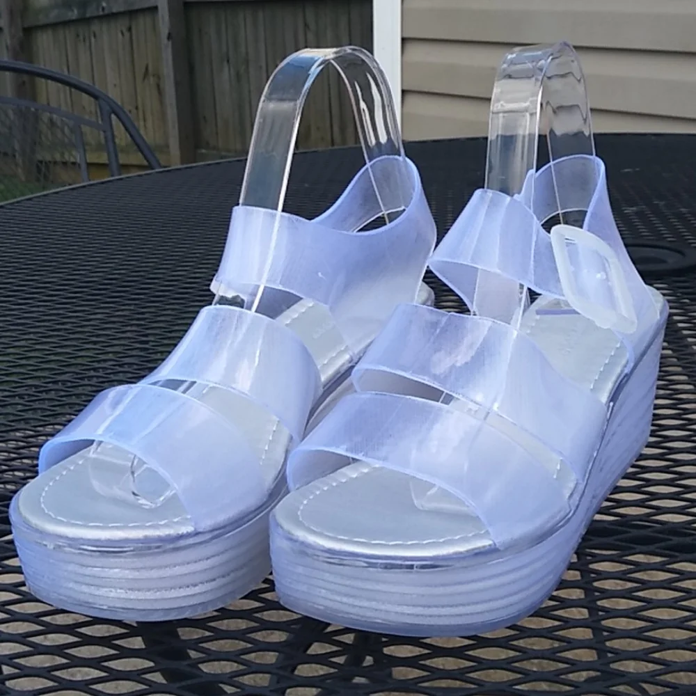 Clear platform‎ sandals size 8